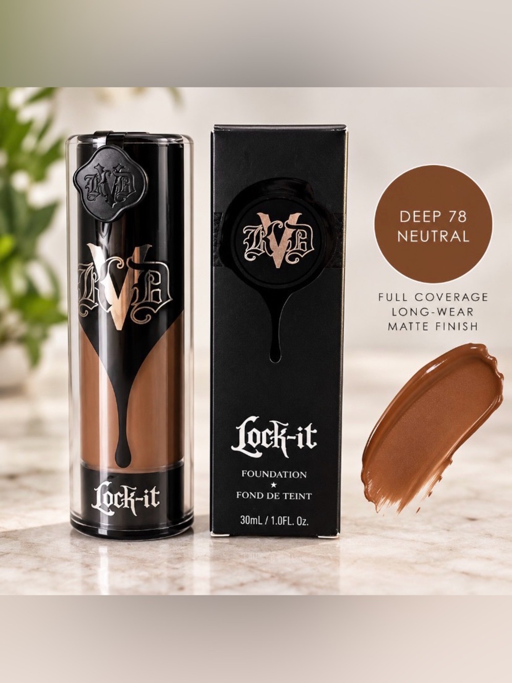 KVD Beauty Lock-It Foundation Deep 78 Neutral Full Coverage 30ml